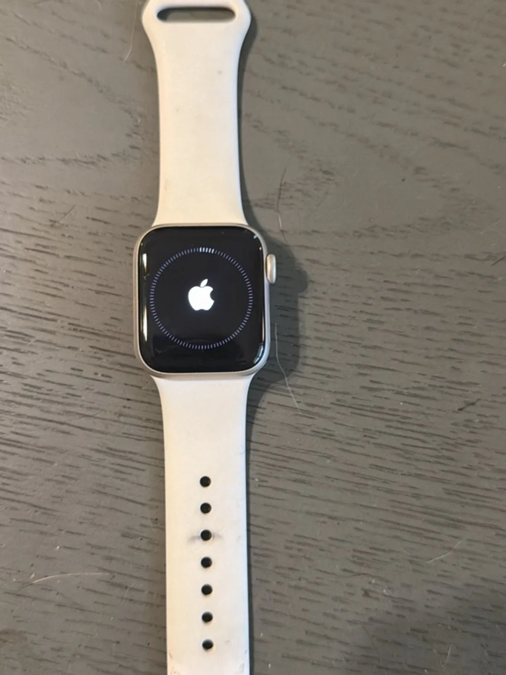 Apple Smartwatch with White Sport Band and Silver Case